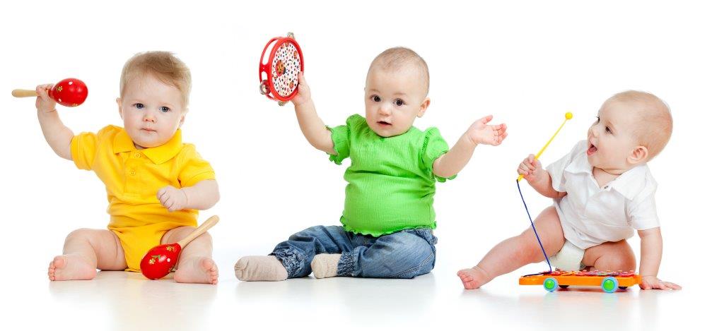 babies plaing with toys